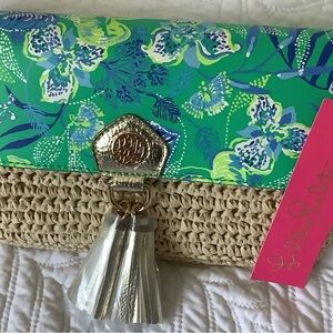 Lilly Pulitzer Green and Blue Floral Clutch
